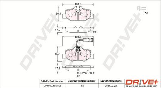 Dr!ve+ DP1010.10.0898 - Комплект спирачно феродо, дискови спирачки vvparts.bg