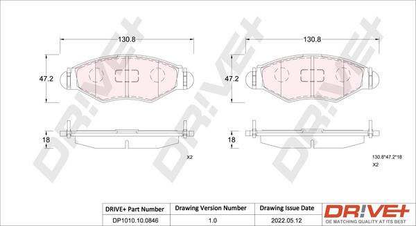 Dr!ve+ DP1010.10.0846 - Комплект спирачно феродо, дискови спирачки vvparts.bg