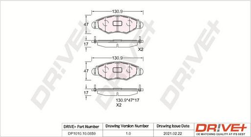 Dr!ve+ DP1010.10.0859 - Комплект спирачно феродо, дискови спирачки vvparts.bg