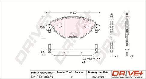 Dr!ve+ DP1010.10.0850 - Комплект спирачно феродо, дискови спирачки vvparts.bg