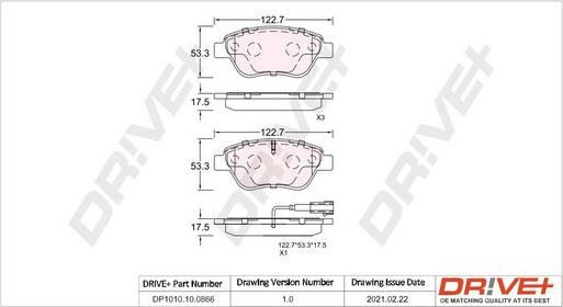 Dr!ve+ DP1010.10.0866 - Комплект спирачно феродо, дискови спирачки vvparts.bg