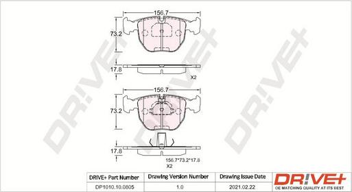 Dr!ve+ DP1010.10.0805 - Комплект спирачно феродо, дискови спирачки vvparts.bg