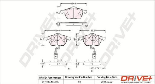 Dr!ve+ DP1010.10.0800 - Комплект спирачно феродо, дискови спирачки vvparts.bg