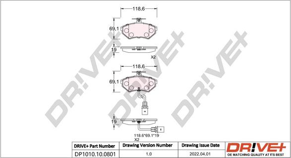 Dr!ve+ DP1010.10.0801 - Комплект спирачно феродо, дискови спирачки vvparts.bg