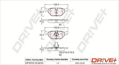 Dr!ve+ DP1010.10.0810 - Комплект спирачно феродо, дискови спирачки vvparts.bg