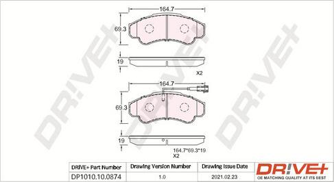 Dr!ve+ DP1010.10.0874 - Комплект спирачно феродо, дискови спирачки vvparts.bg