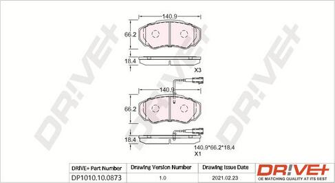 Dr!ve+ DP1010.10.0873 - Комплект спирачно феродо, дискови спирачки vvparts.bg
