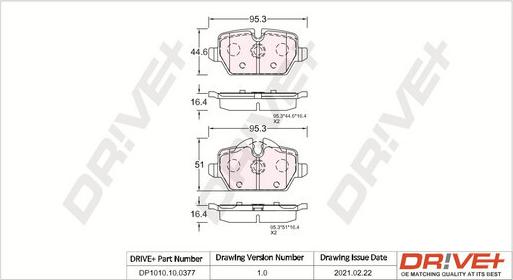 Dr!ve+ DP1010.10.0377 - Комплект спирачно феродо, дискови спирачки vvparts.bg