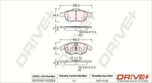 Dr!ve+ DP1010.10.0293 - Комплект спирачно феродо, дискови спирачки vvparts.bg