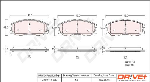Dr!ve+ DP1010.10.0259 - Комплект спирачно феродо, дискови спирачки vvparts.bg