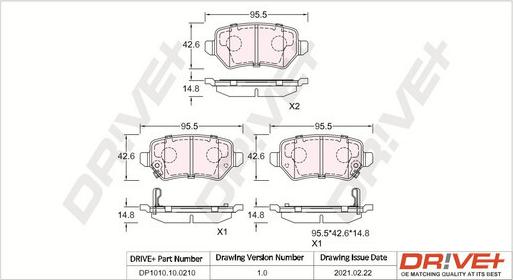 Dr!ve+ DP1010.10.0210 - Комплект спирачно феродо, дискови спирачки vvparts.bg