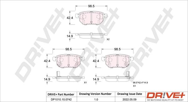 Dr!ve+ DP1010.10.0742 - Комплект спирачно феродо, дискови спирачки vvparts.bg