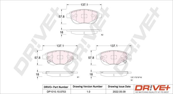 Dr!ve+ DP1010.10.0753 - Комплект спирачно феродо, дискови спирачки vvparts.bg