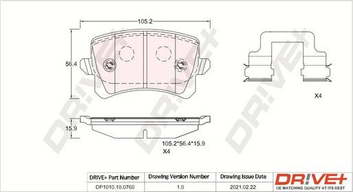 Dr!ve+ DP1010.10.0760 - Комплект спирачно феродо, дискови спирачки vvparts.bg