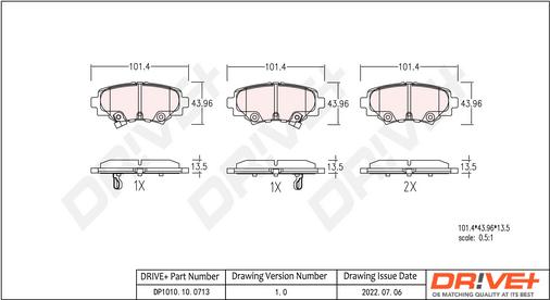 Dr!ve+ DP1010.10.0713 - Комплект спирачно феродо, дискови спирачки vvparts.bg