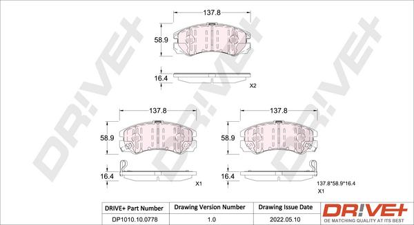 Dr!ve+ DP1010.10.0778 - Комплект спирачно феродо, дискови спирачки vvparts.bg