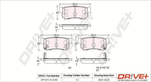 Dr!ve+ DP1010.10.1049 - Комплект спирачно феродо, дискови спирачки vvparts.bg