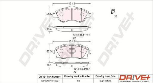 Dr!ve+ DP1010.10.1053 - Комплект спирачно феродо, дискови спирачки vvparts.bg