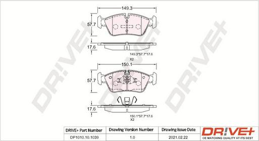 Dr!ve+ DP1010.10.1039 - Комплект спирачно феродо, дискови спирачки vvparts.bg