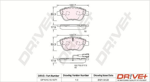 Dr!ve+ DP1010.10.1071 - Комплект спирачно феродо, дискови спирачки vvparts.bg