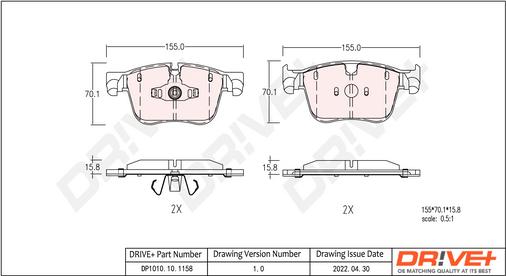 Dr!ve+ DP1010.10.1158 - Комплект спирачно феродо, дискови спирачки vvparts.bg