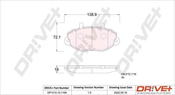 Dr!ve+ DP1010.10.1169 - Комплект спирачно феродо, дискови спирачки vvparts.bg