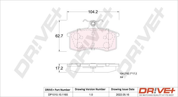 Dr!ve+ DP1010.10.1165 - Комплект спирачно феродо, дискови спирачки vvparts.bg