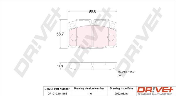 Dr!ve+ DP1010.10.1166 - Комплект спирачно феродо, дискови спирачки vvparts.bg