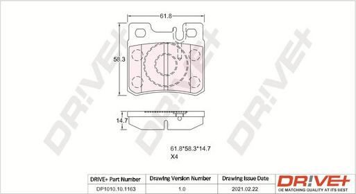 Dr!ve+ DP1010.10.1163 - Комплект спирачно феродо, дискови спирачки vvparts.bg