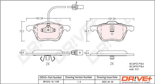 Dr!ve+ DP1010.10.1109 - Комплект спирачно феродо, дискови спирачки vvparts.bg