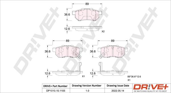 Dr!ve+ DP1010.10.1105 - Комплект спирачно феродо, дискови спирачки vvparts.bg