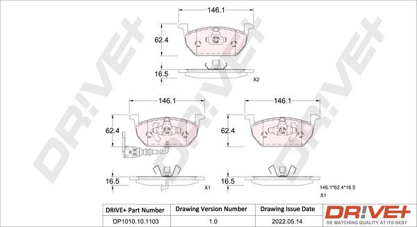 Dr!ve+ DP1010.10.1103 - Комплект спирачно феродо, дискови спирачки vvparts.bg