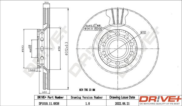 Dr!ve+ DP1010.11.0838 - Спирачен диск vvparts.bg