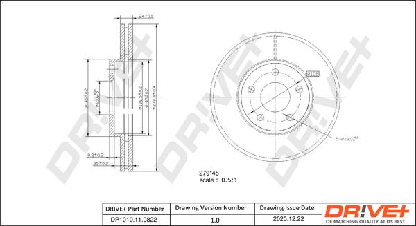 Dr!ve+ DP1010.11.0822 - Спирачен диск vvparts.bg