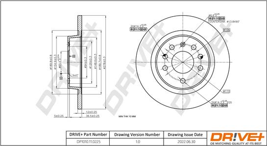 Dr!ve+ DP1010.11.0225 - Спирачен диск vvparts.bg