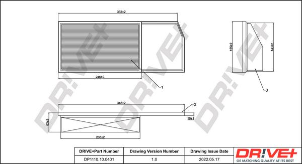 Dr!ve+ DP1110.10.0401 - Въздушен филтър vvparts.bg