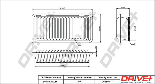 Dr!ve+ DP1110.10.0564 - Въздушен филтър vvparts.bg