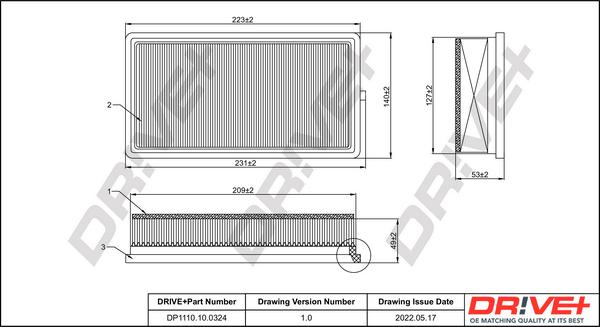 Dr!ve+ DP1110.10.0324 - Въздушен филтър vvparts.bg