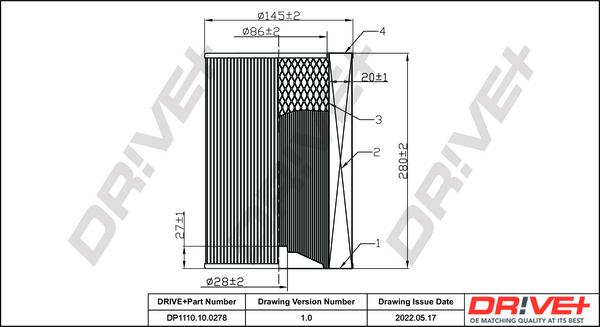 Dr!ve+ DP1110.10.0278 - Въздушен филтър vvparts.bg