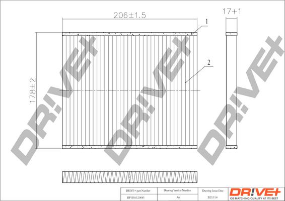 Dr!ve+ DP1110.12.0045 - Филтър купе (поленов филтър) vvparts.bg