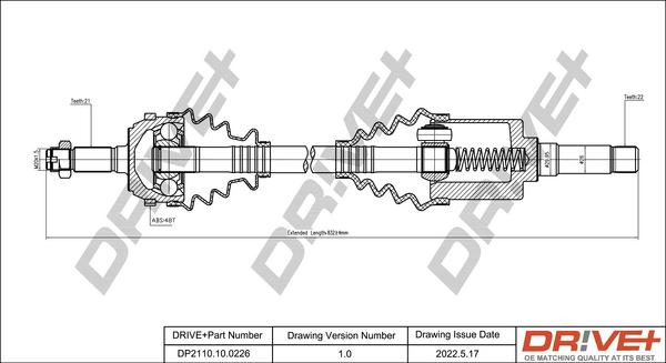 Dr!ve+ DP2110.10.0226 - Полуоска vvparts.bg