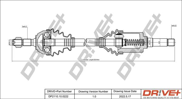 Dr!ve+ DP2110.10.0222 - Полуоска vvparts.bg