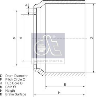 DT Spare Parts 12.44001 - Спирачен барабан vvparts.bg