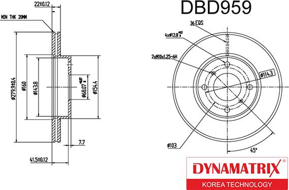 Dynamatrix DBD959 - Спирачен диск vvparts.bg