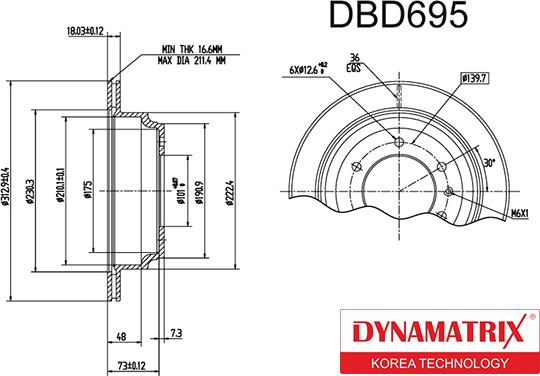 Dynamatrix DBD695 - Спирачен диск vvparts.bg