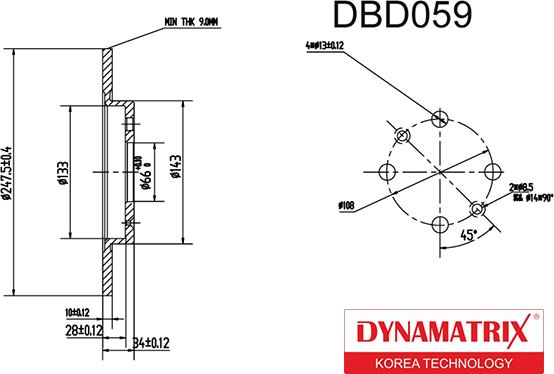 Dynamatrix DBD059 - Спирачен диск vvparts.bg