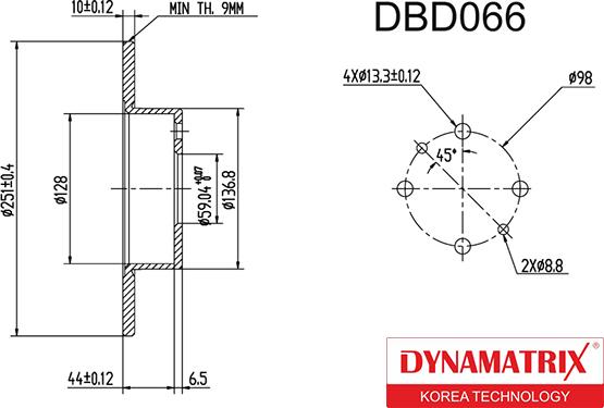 Dynamatrix DBD066 - Спирачен диск vvparts.bg