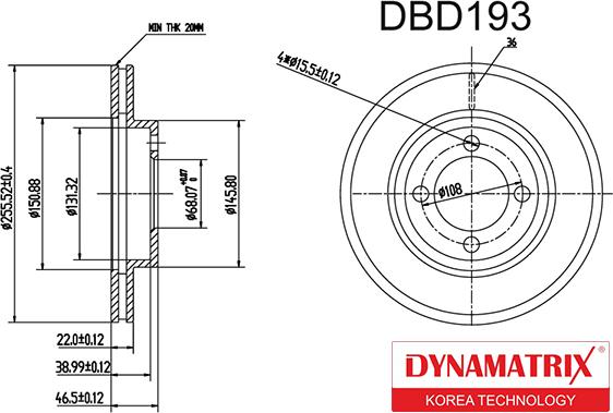 Dynamatrix DBD193 - Спирачен диск vvparts.bg