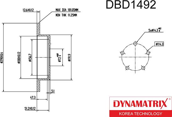 Dynamatrix DBD1492 - Спирачен диск vvparts.bg