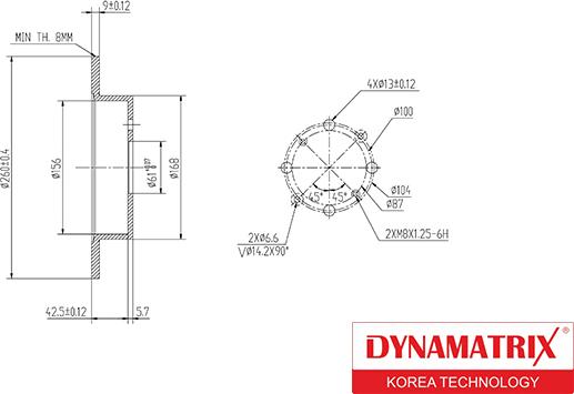 Dynamatrix DBD1466 - Спирачен диск vvparts.bg